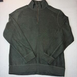 Banana Republic Mens Large Olive Green Ribbed Quarter Zip Pullover Sweater L